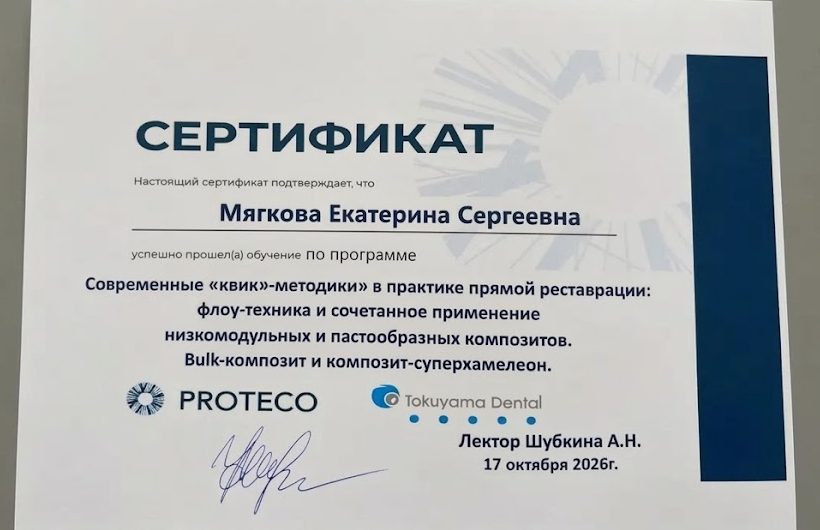 Сертификат - Мягкова Е.С.